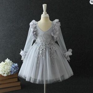 NWT Girl's Angora Boutique NY Gray "Farrah" Dress Size 8